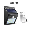 20LED Outdoor IP65 Waterproof Solar Wall Light with Motion Sensor for Courtyard & Garden Use
