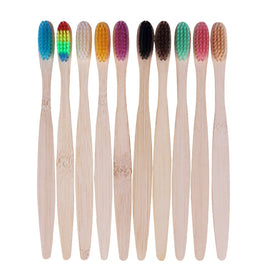 Practical Organic Reusable Soft Adult Flat Handle Bamboo Toothbrush with logo Private Label