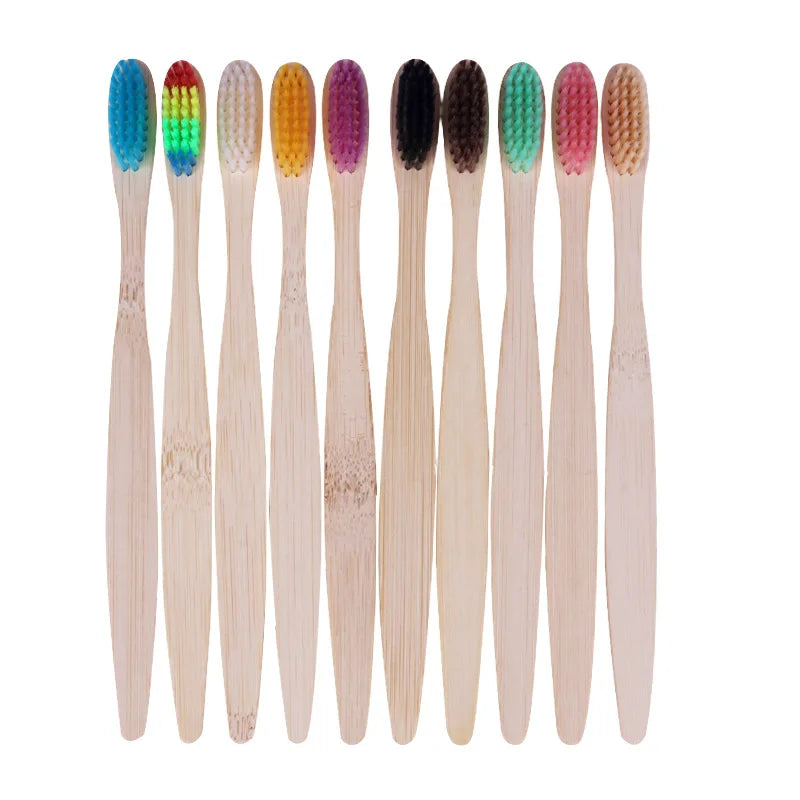 Practical Organic Reusable Soft Adult Flat Handle Bamboo Toothbrush with logo Private Label