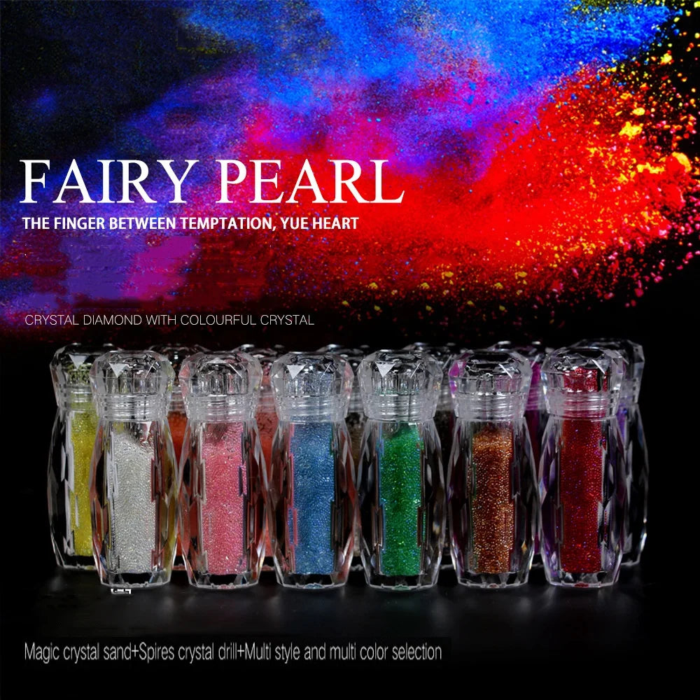 Pixie Dust Beads Crystal 3D Nail Decals Diamond Jewelry Beautiful Nail Art Rhinestones Decoration With Round Shape Bottle