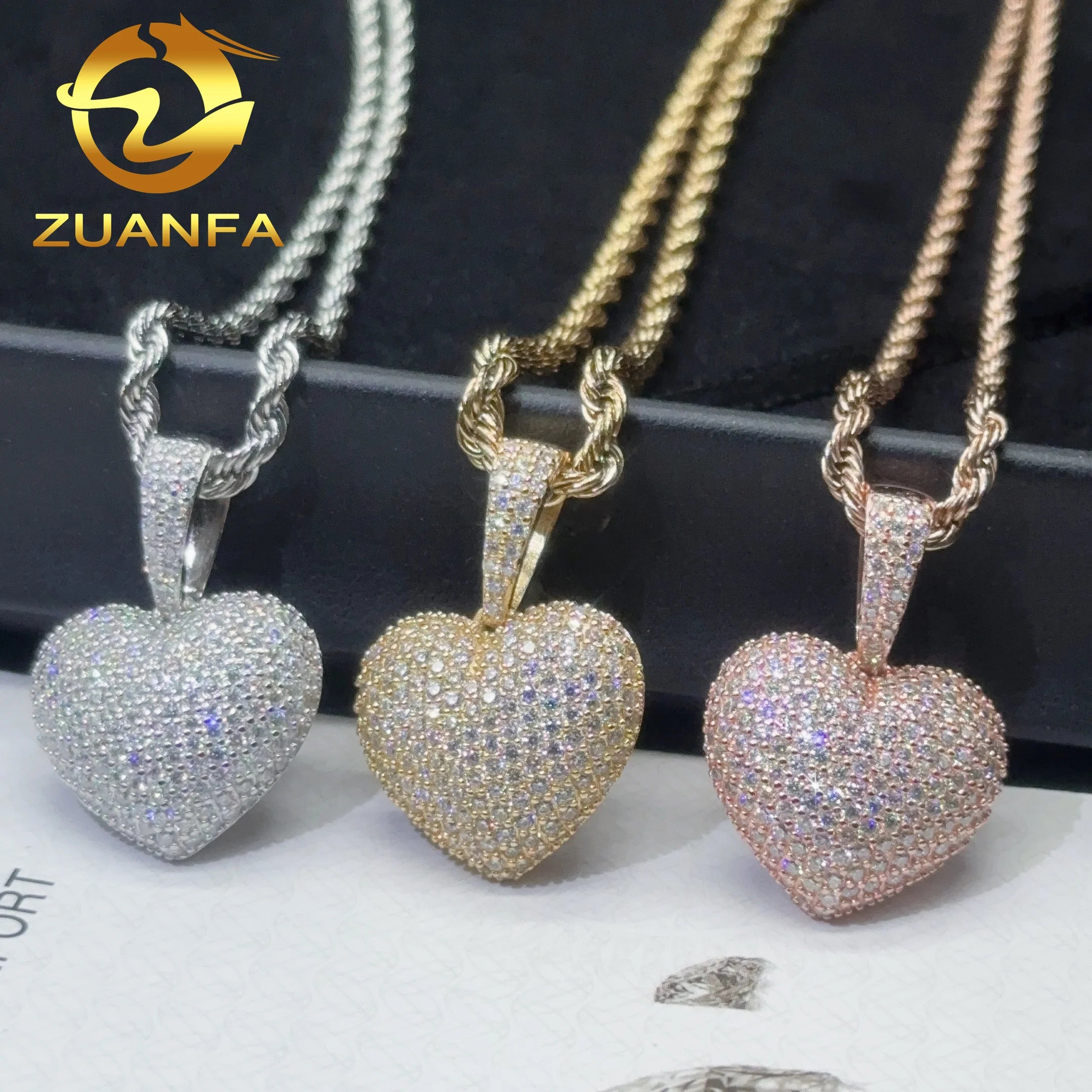 Cheapest Charm Heart Shape Moissanite Hip Hop Pendant Iced Out Pendant Sterling Silver 925 Pass Diamond Tester