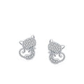 Fashion Versatile Animal Earrings 925 Sterling Silver Cubic Zirconia Sweet and Cute Cat Stud Earrings for Fine Jewelry Gifts