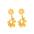 HOVANCI Summer Style 18K Gold Plated Stainless Steel Fashion Drop Earrings Hypoallergenic Flower Cluster