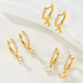 Factory Dropshipping S925 Sterling Silver  Jewelry Pearl Zircon Opal Gold Plated Hoop Earring Jewelry for Women
