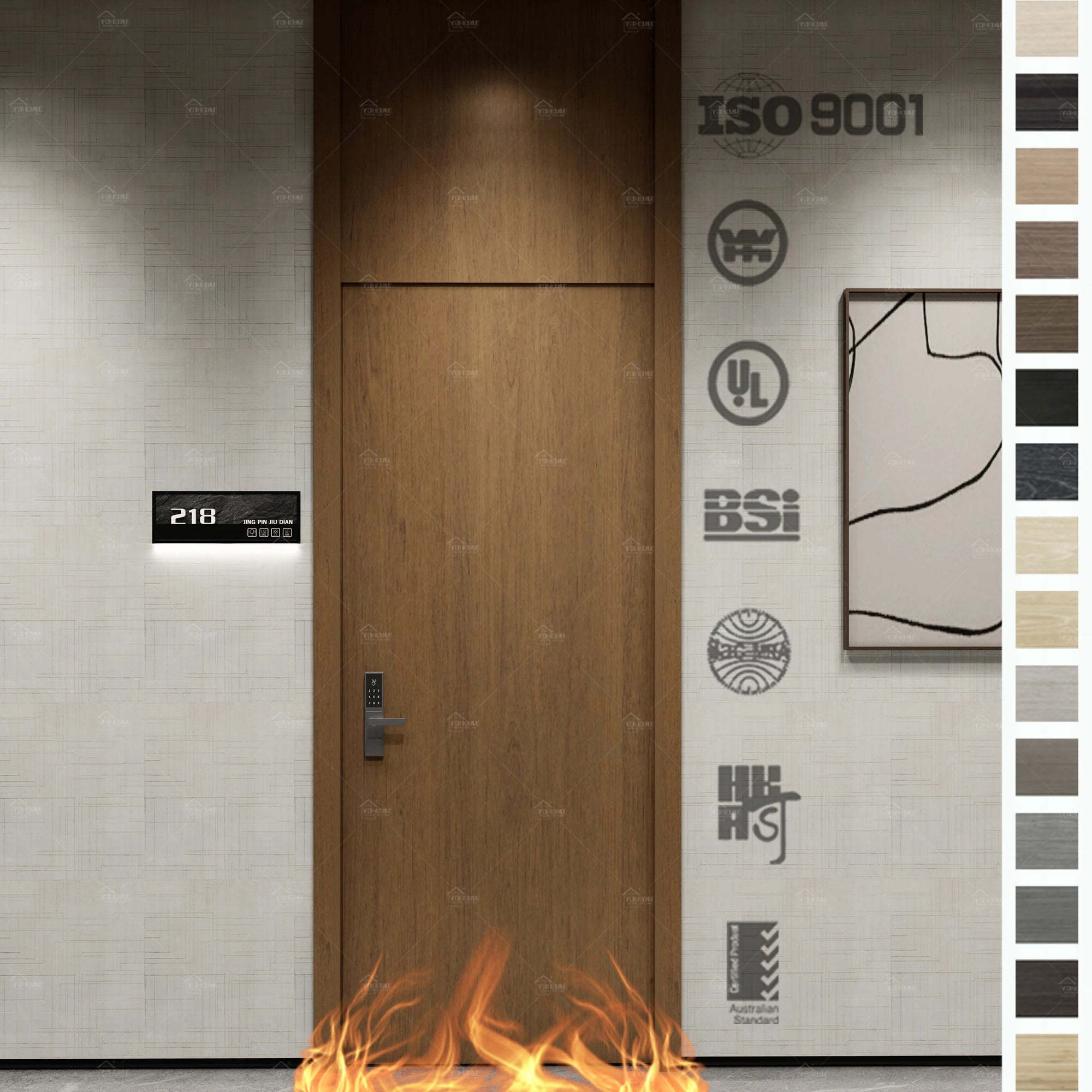 China Top Factory in UK FD30 and FD60 Fire Resistance Wood Doors Internal Fire Flush Door 0.5 and 1 Hour Rating Fire Rated Doors