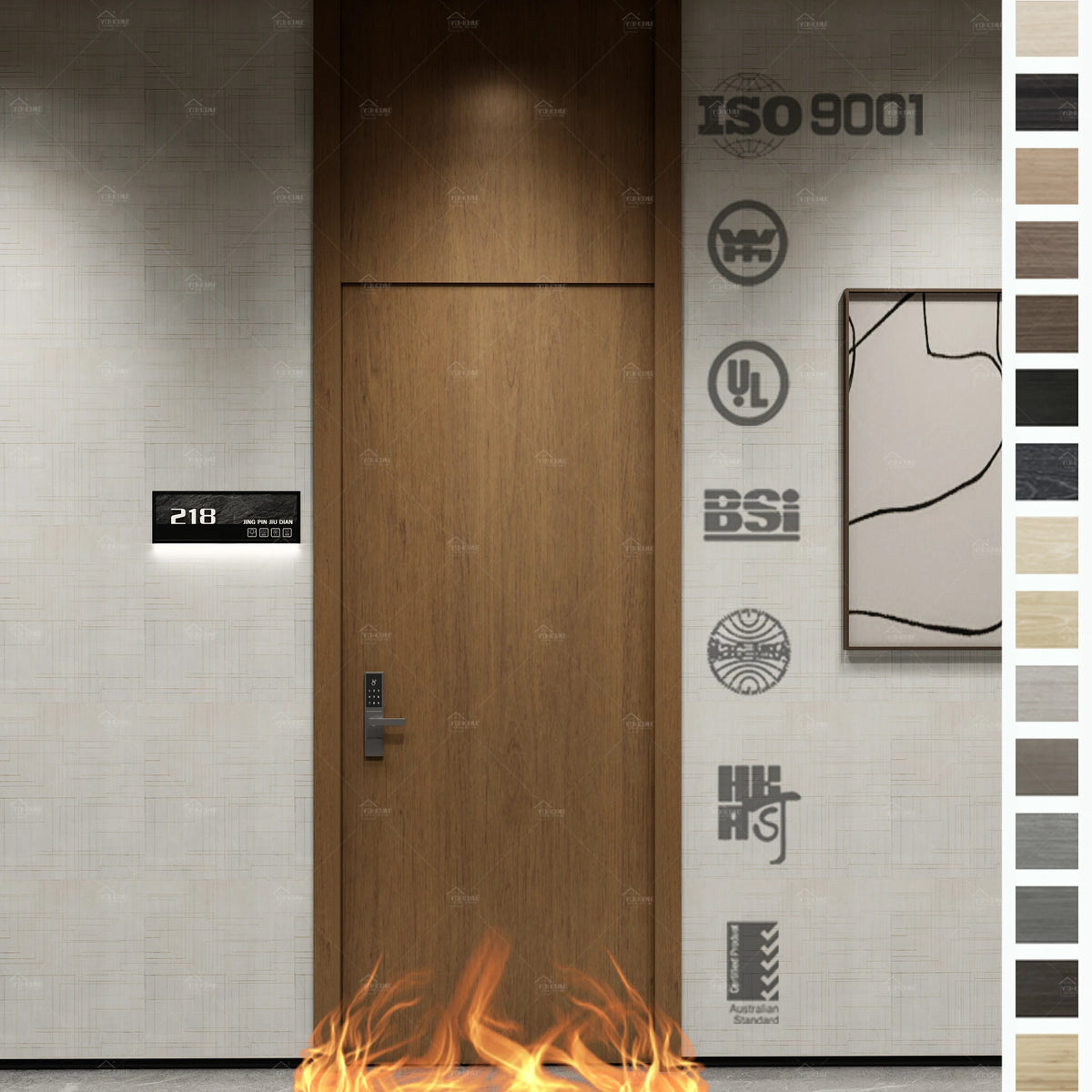 China Top Factory in UK FD30 and FD60 Fire Resistance Wood Doors Internal Fire Flush Door 0.5 and 1 Hour Rating Fire Rated Doors MegaBDM