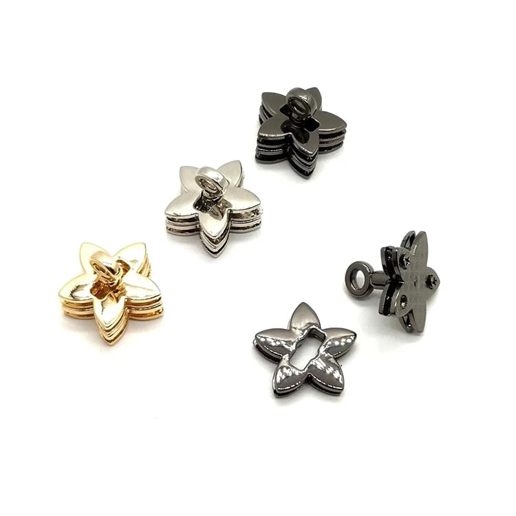 Hot Sale Custom Design Flower Shape Lock Twist Lock Purse Clasp Turn Locks Zinc Alloy High Quality Metal Hardware Accessories