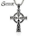 SS8-505P Steel Soldier 316L Stainless Steel High Quality Viking Disc Pattern Cross Pendant Necklace Amulet Scandinavian Jewelry