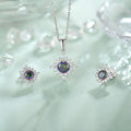 New Arrivals Custom Jewelry Necklace and Earrings Sterling Silver Colorful Zircon Gem Flower Jewelry Set