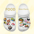 Wholesale Customized Kawaii Food PVC Shoe Decorations Soft DIY Clog Sandals with Panda Sushi Salad Squid Charms