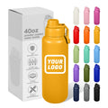 Custom Logo 40oz Stainless Steel Drinking Bottle SS304 Insulated Water Cup Laser Tumbler Double Wall Sports Mug with Handle