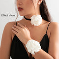 Custom Fashion 10 cm Fabric Satin Silk Large Rose Flower Clavicle Necklace Women Adjustable Choker Necklace Bracelet Set