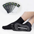 KonLee Custom Toeless Crew Knitted Anti Slip Women Yellow Silicone Grip with Logo Yoga Socks