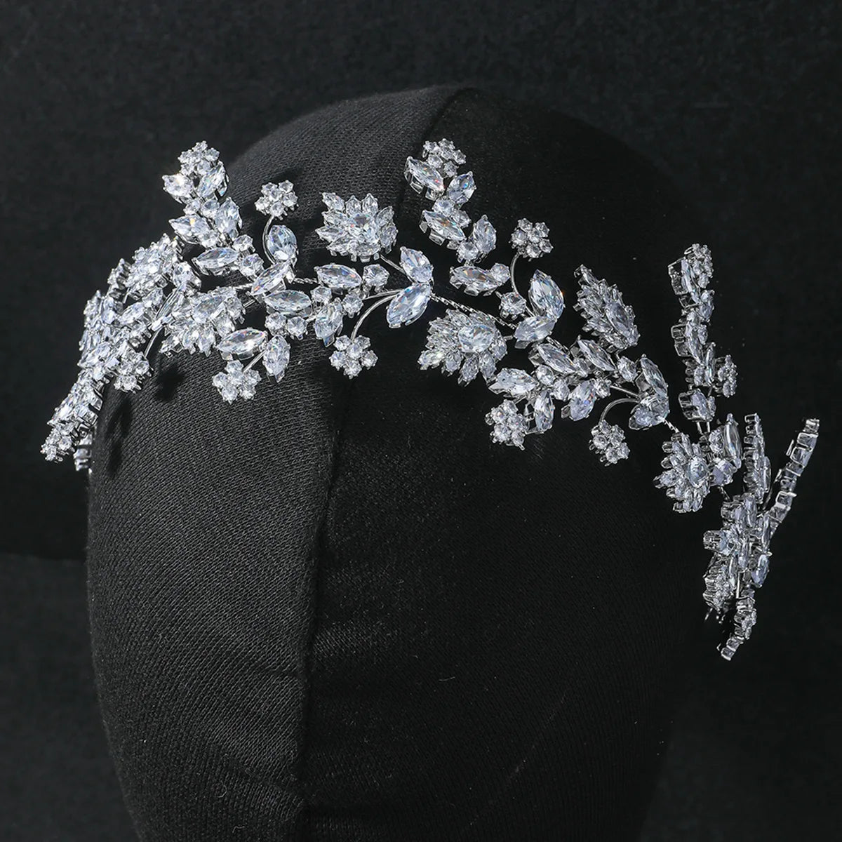 SLBRIDAL Luxury Flexible Cubic Zircon Bridal Tiara Headband Wedding Bridesmaids Crown CZ Hair Accessories Women Party Jewelry