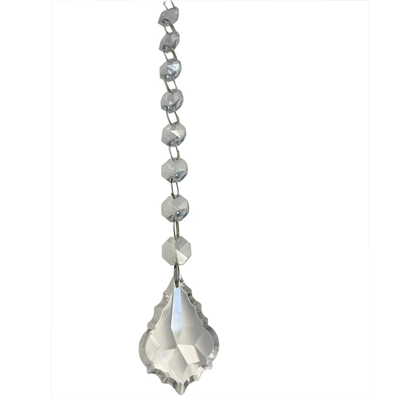 Leafs Style Crystal Beads Drop Pendants Chandelier Curtain Lamp Chain Glass Prisms for Party Decoration