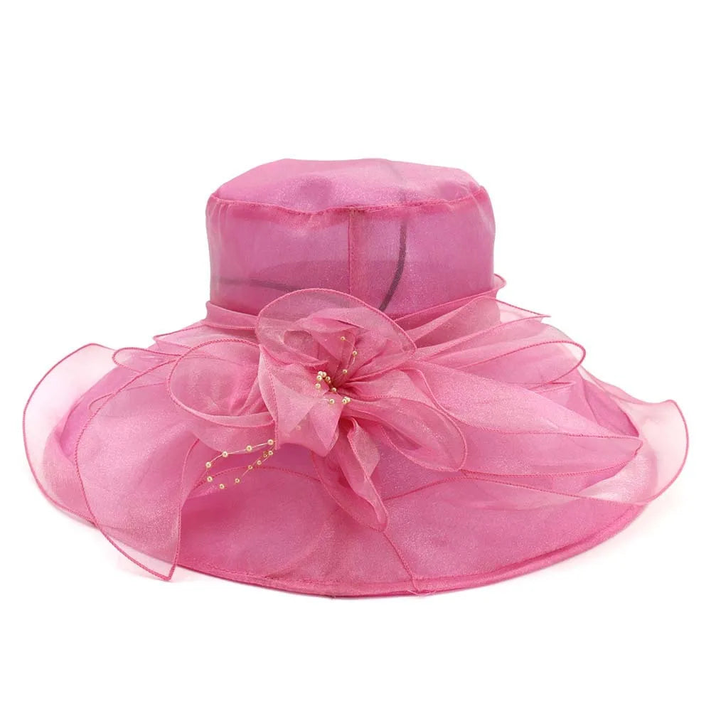 X1617 Organza Hat  Custom Felt Hat Bridal Fascinator Bucket Hats Wide Brim Lady  Millinery and Fancinators