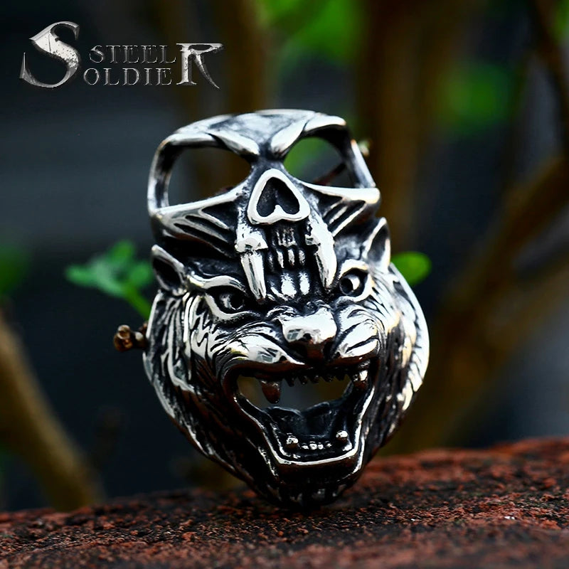 SS8-970LP Steel Soldier Stainless Steel Casted Domineer Lion Head Skull Necklace Pendant Jewelry for Man