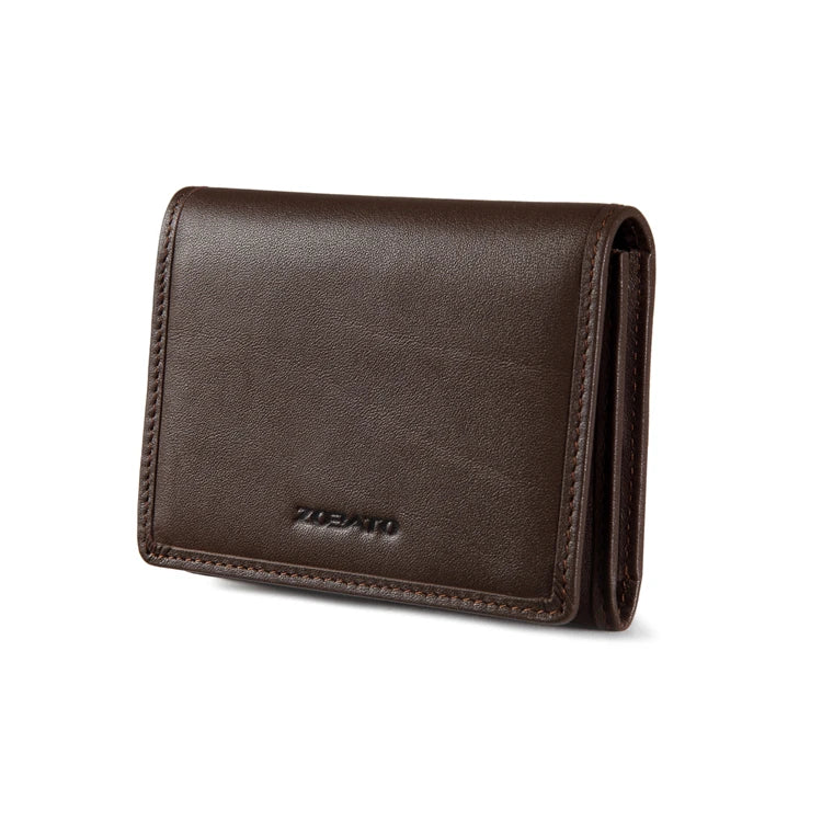 Brown Genuine Leather Credit Card & Business Card Holder with RFID Blocking Multifunctional 4 in Size