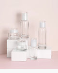 2023 Best Seller Luxury Cream Jar with Pink Glass Cosmetic Bottle Jar for Skin Care Serum 100pcs MOQ Pump Sprayer Sealing Type
