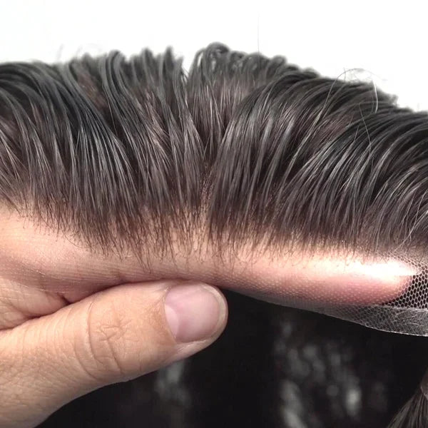 HS7F 100% Human Remy Hair Top Soft French Lace Toupee for Men Full Lace Mens Wig with Indian Hair Type