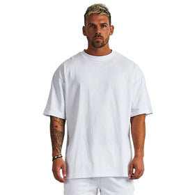 Men's Tshirt Plus Size T-Shirt 300gsm Cotton Heavyweight Oversize Drop Shoulder Streetwear Rib Neck T-Shirt for Men