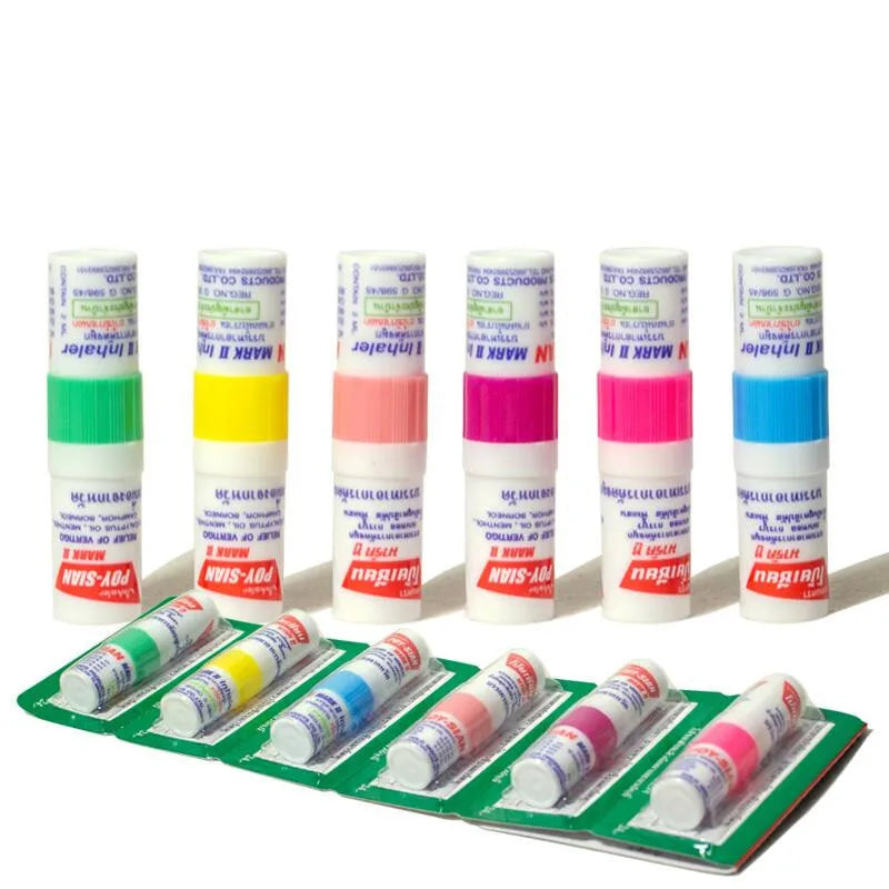2023 Thailand Original 100% Nature Pepper Mint Aromatherapy Essential Oil 2 in 1 Nasal Inhaler Stick 6pcs 60pcs Accepted Oem