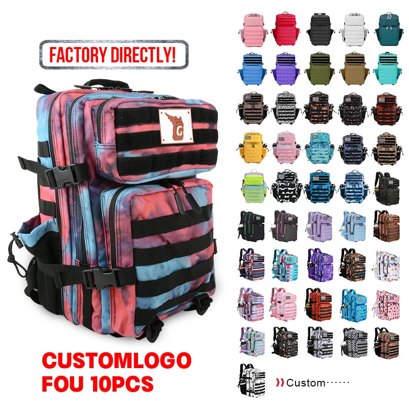 Wholesale 25L Camping Pack Hiking Tactical Backpacks Durable 900D Oxford Gym Rucksack Backpack with Water Bottle Holder