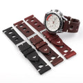 Three hole breathable men's and women's leather watch strap accessories 18 20 22 24mm quick release genuine cowhide strap