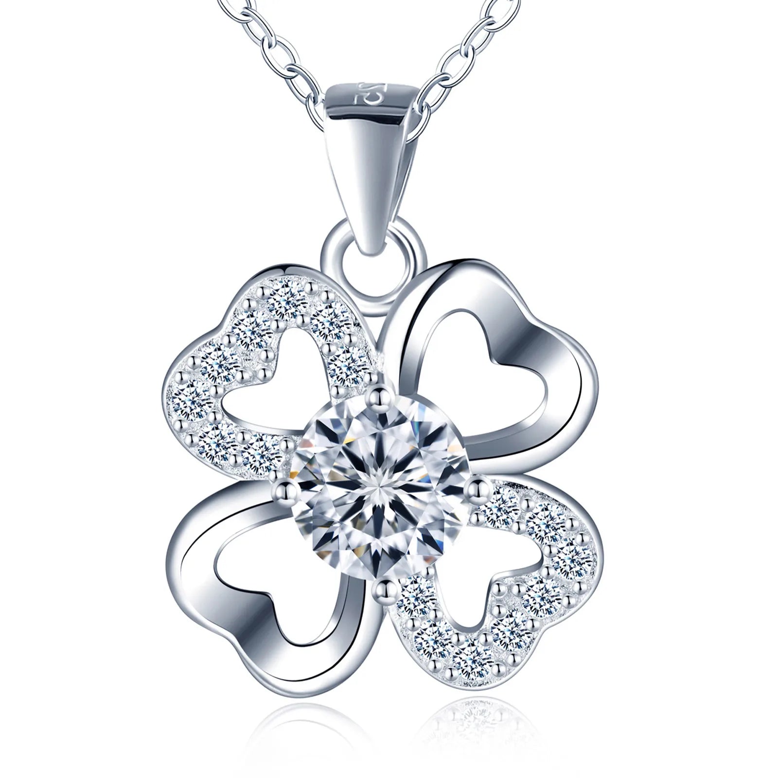 Women's 925 Sterling Silver Fine Wedding Jewelry 1 Carat D Color VVS Moissanite Three Stone Pendant Diamond Necklace