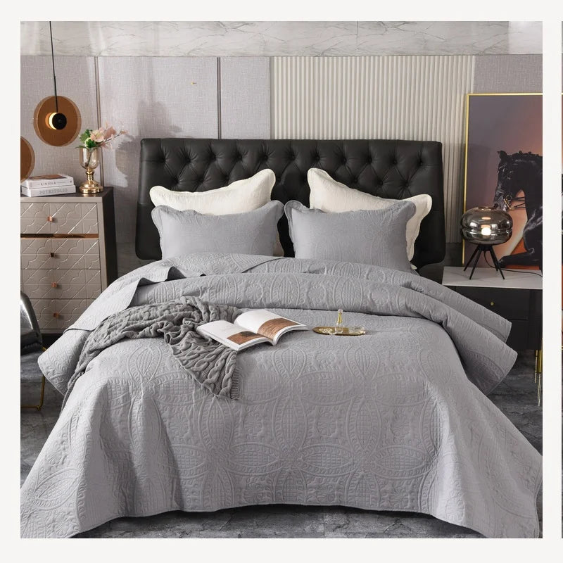Wholesale Solid Quilting Embroidery Quilt Bed Cover Bed Sheet Bed Linen Spread Bedspread