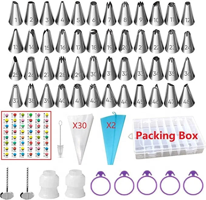 Pastry Pipe Decoration Tips Stainless Steel  with Sugar Pipe Tips and Bag Set Cake Decor Kit