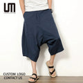 Liu Ming Custom Logo Wholesale 2025 Japanese Style Summer Men Loose Fit Plus Size Harem Shorts Linen Cotton Pants