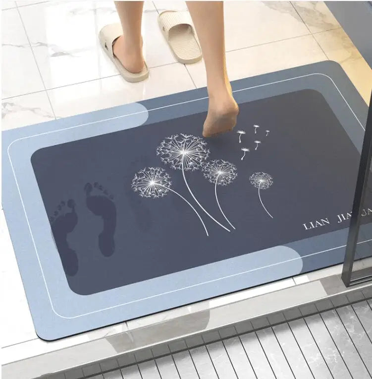 Washable Diatom Mud Bath Mat Water Absorbent Rubber Non Slip Diatomite Bath Mats Bathroom Rug Set