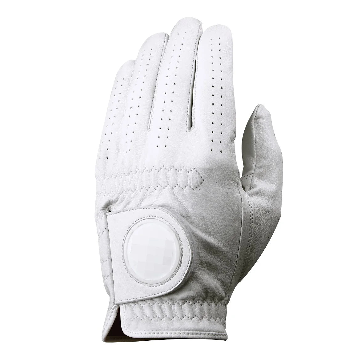 Full White Cabretta Leather Left Hand Breathable Golf Gloves Soft Genuine Premium Men's