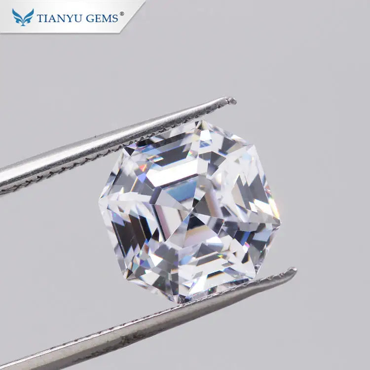Tianyu New Cut Moissanite Octavia Asscher 8*8mm Small Table Big Step Corner Compare to Classical Asscher Moissanite Diamond