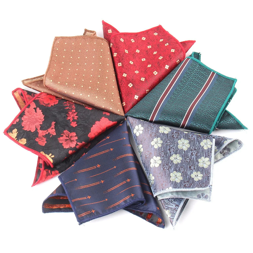 23*23cm Luxury Jacquard Polka Dot Pocket Square Hanky Custom Floral Design Floral Pattern Fashionable Stripe Style Polyester Men