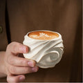 Japanese Retro130ml Coffee Cup Ceramic Kiln Modified Threaded Cup Shaped Handmade Rough Pottery Tea Cup