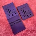 Custom logo Purple Color Private Woven LabelLoop Fold Knitting Clothing Label for Jersey