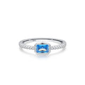 Wholesale 925 Sterling Silver Rhodium Plated Square Sapphire Ring Cubic Zirconia Geometric Stackable Thin for Wedding Party