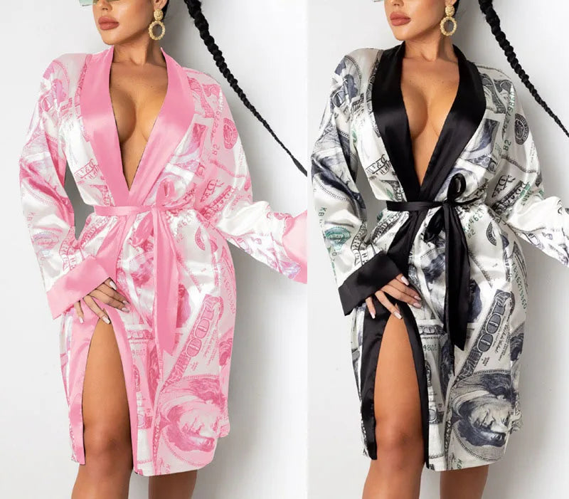 New Designer Silk Satin Sleepwear Pajamas Yes Daddy XXL Bath Towel Robes for Women