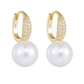 Stylish Zircon Silver 925 Pearl Earrings Chic Sterling Silver Jewelry for Women