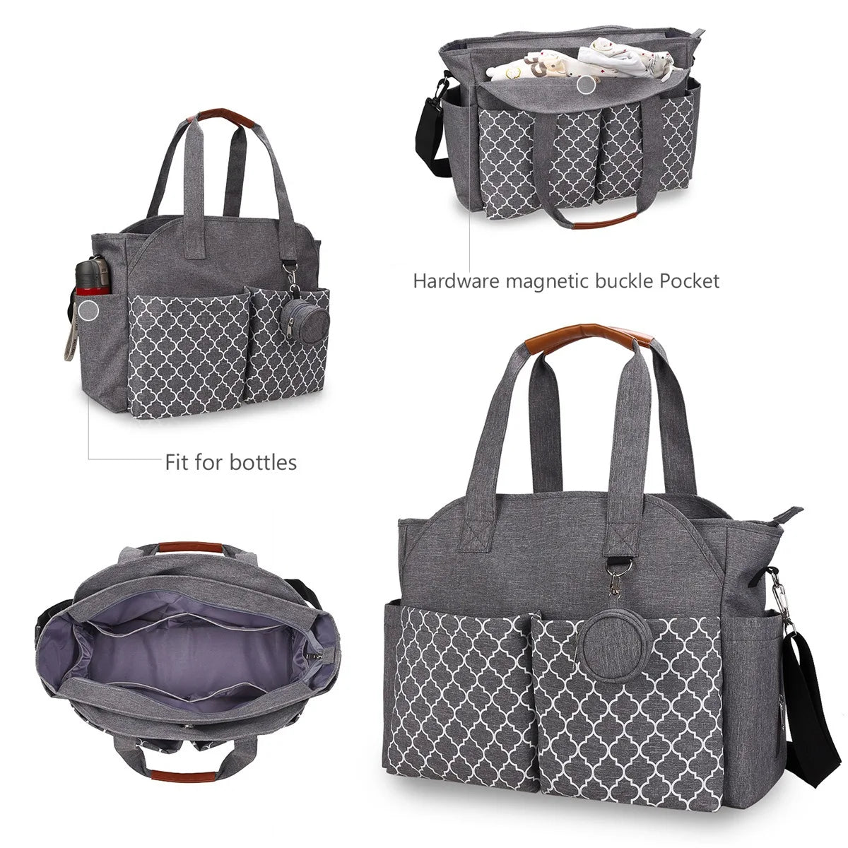 New Customizable LOGO Portable Single Shoulder Mummy Bag Printed Geometric With Pacifier Bag Mother and Baby Travel Outdoor Momm