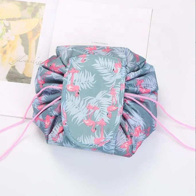 Portable Lazy Drawstring Makeup Bag Travel Cosmetic Pouch Toiletry Organizer Waterproof Large for Women and Girls