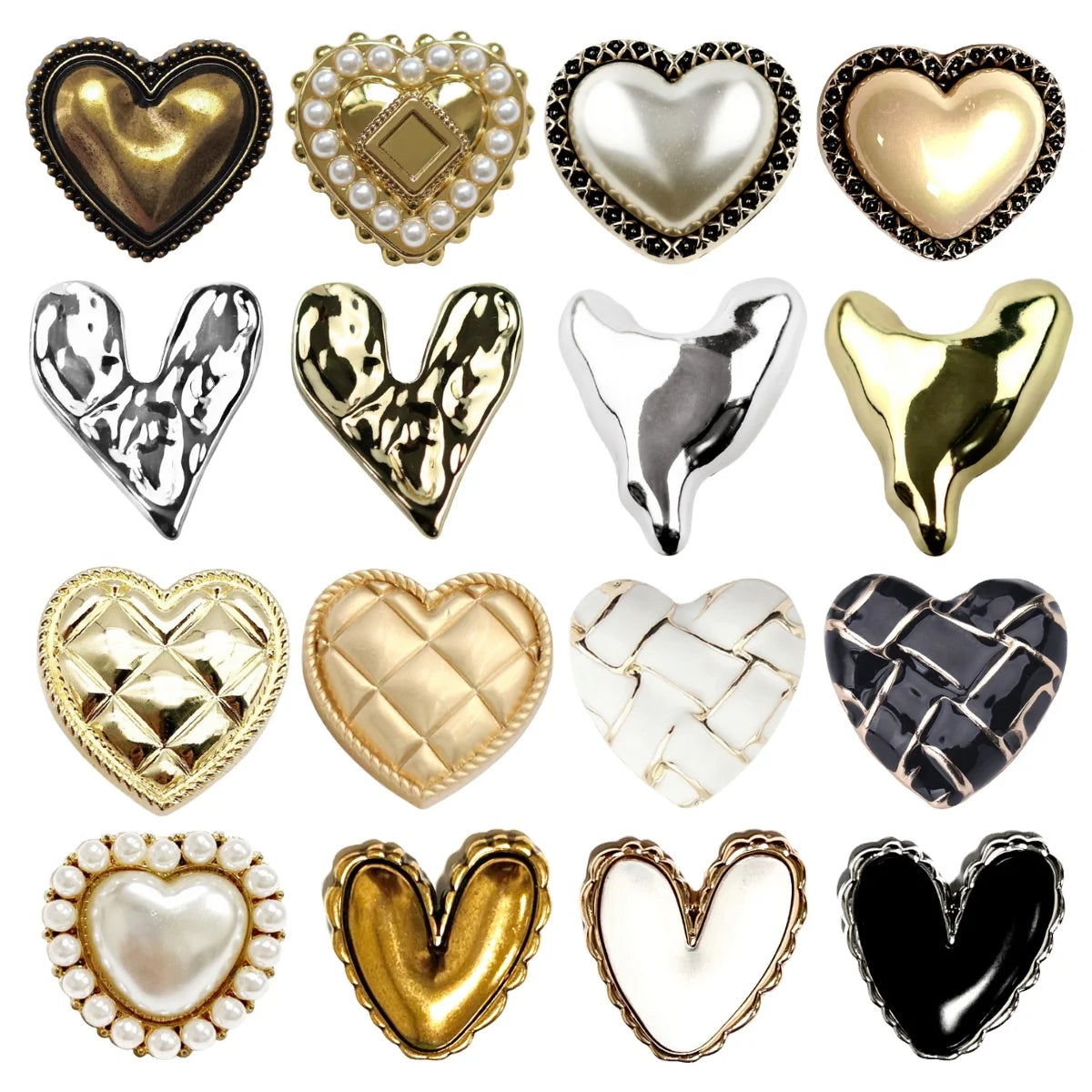Large Collection Heart Shape Alloy Button for Sweater Dress