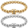 2024 New Creative Popular Stainless Steel Charm Bracelet Hip Hop Magnetic Crystal Classic Elegant 18K Gold Plated Anniversary