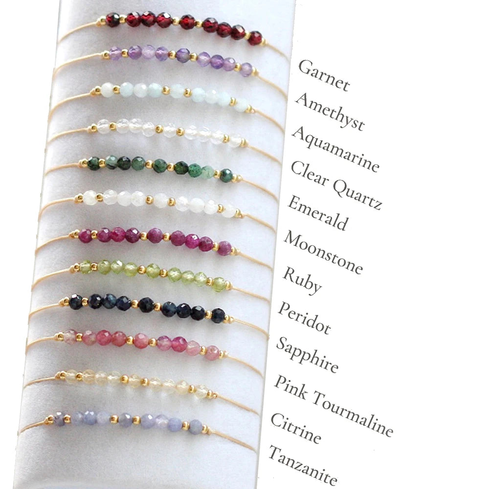 Handmade Adjustable Gold Protective Birthstone Bead Bracelet with Natural Stones Set Wholesale