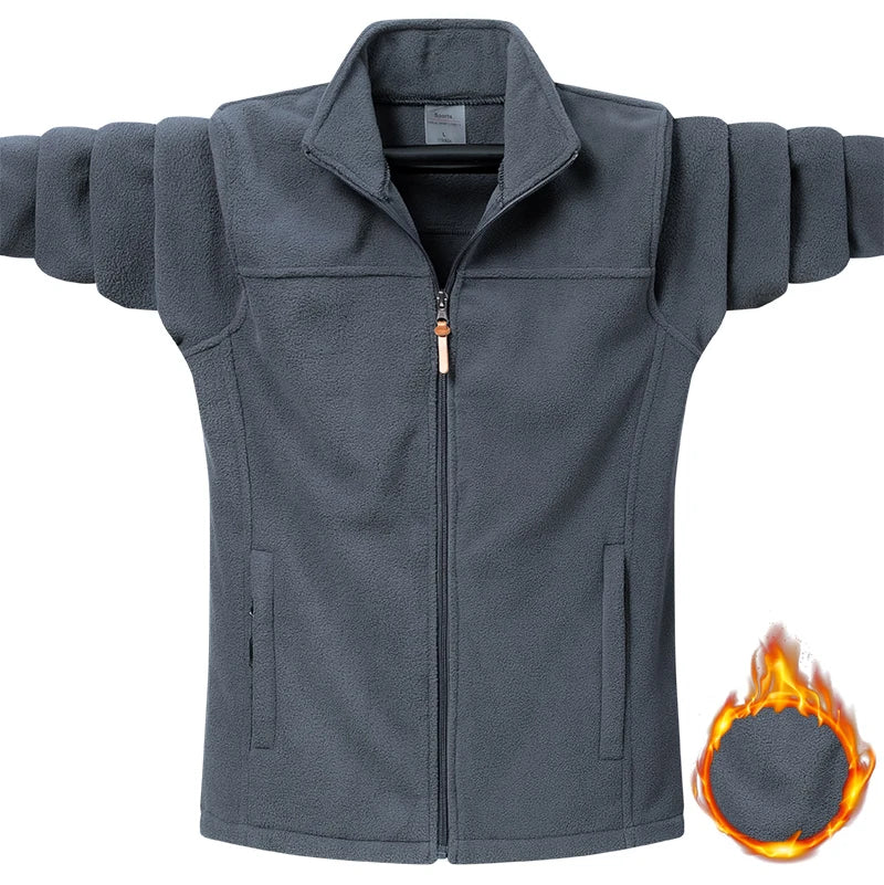 Men's Plus Size Color Blocked Polar Fleece Jacket Winter Insulated Outerwear with Stand Collar for Work and Outdoor Activities