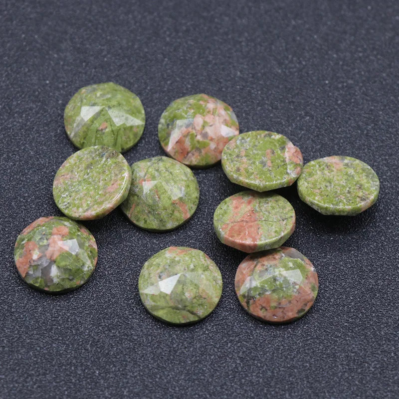 HZ Healing Stone Round Shape Natural Unakite Cabochon Loose Gemstone
