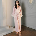 Women's New Luxury Long Satin Silk Robes Long Bathrobe Plus Size Sleepwear