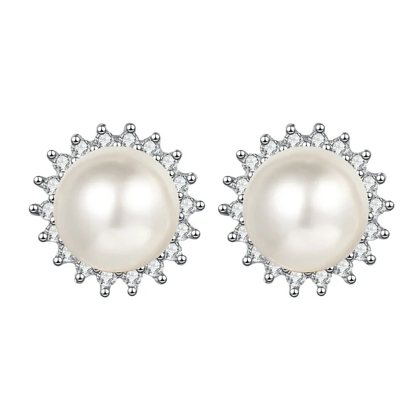 New S925 Sterling Silver Sunflower Pearl Earrings Moissanite Earrings High Fashion Jewelry Manufacturers Wholesale Customized
